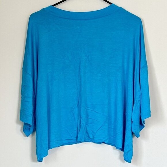 NEW Wst Cst Nordstrom Boxy Crop Oversized Turquoise Blue AC/DC Shirt - Large - Picture 7 of 8